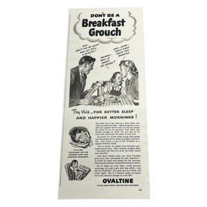 Vintage 1948 Ovaltine Print Ad Dont Be a Breakfast Grouch Original Ad